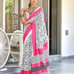 Panzora Paisley Block Print Saree With Blouse-picture-39