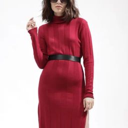 RAREISM Red Cotton Striped Long Sleeves Sweater-picture-42