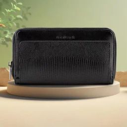 Fastrack Black Textured Zip Around Wallet For Women-16