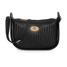 Esbeda Black Textured Medium Hobo Bag-image-88