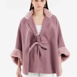 Kazo Mauve Relaxed Fit Cape With Belt-picture-27