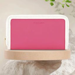 Fastrack Pink Flash & White Color Block Zip Around Wallet For Women-54