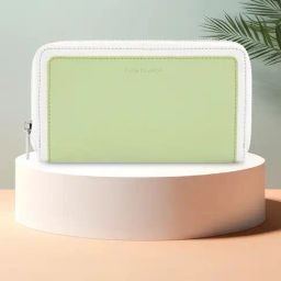 Fastrack Cool Matcha & White Color Block Zip Around Wallet For Women-43