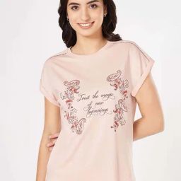 Dreamz By Pantaloons Rose Quartz Cotton Relaxed Fit Printed Top-image-12