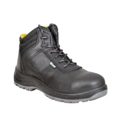 Zain Safety Elite Series Composite Toe Safety Shoes PU Double Density High Ankle Black Buff Crazy Genuine Leather Size UK12, GRIP-picture-8