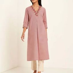 Rangmanch by Pantaloons Purple Plain Kurta-14