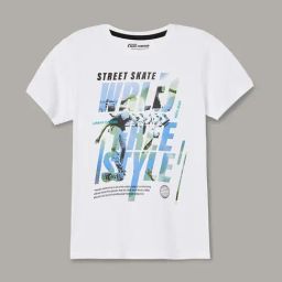 Fame Forever by Lifestyle Boys Blue & White Cotton Printed T Shirt-picture-39