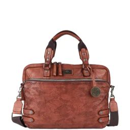KOMPANERO Garrison Tan Textured Laptop Messenger Bag-image-99