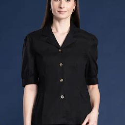 Hancock Black Cotton Regular Fit Shirt-image-28