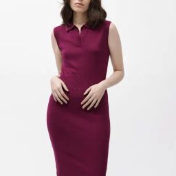 RAREISM Maroon Cotton Solid Sleeveless Sweater-image-99