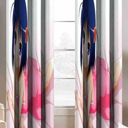 Aura Pink & White 2 Pieces Abstract Printed Long Door Curtain-image-52