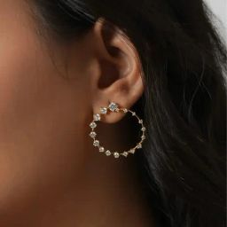 Mabel 92.5 Sterling Silver Solitaire Studded Hoop Earrings for Women-image-40