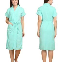Creeva Ocean Blue Micro Terry Bathrobe (Large)-image-13