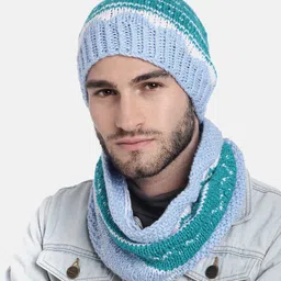 Magic Men Double-Knit Self Design Acrylic Beanie and neckwarmer set-17
