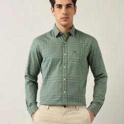 Arrow Sport Green Cotton Slim Fit Checks Casual Shirt-picture-49
