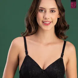 DressBerry Pack Of 2 Black & Purple Self Design Medium Coverage Heavily Padded T-shirt Bra-18