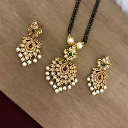 CAJ Gold-Plated Artificial Beads Mangalsutra-image-74