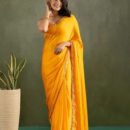 HERE&NOW Embellished Pure Chiffon Saree-image-31