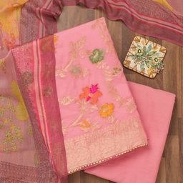 Koskii Floral Printed CutdanaArt Silk Unstitched Dress Material-image-69