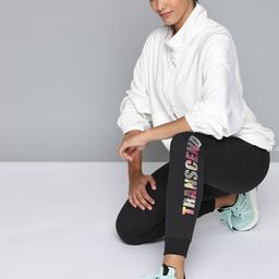 HRX by Hrithik Roshan Women Black Typography Printed Pure Cotton Joggers-picture-44