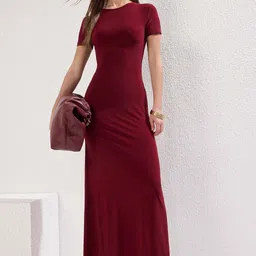 Trendyol Cherry Red Bodycon Maxi Dress-image-43