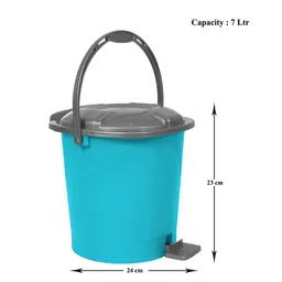 Kuber Industries Sky Blue & Grey 2 Pieces Durable Pedal Dustbins With Handle -7Ltr Each image 2