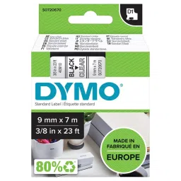 DYMO Tape, Black/Clear, 9Mm, 40910-34