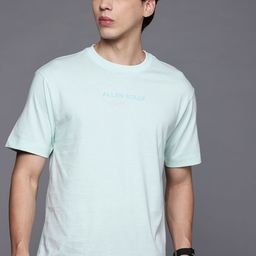 Allen Solly Brand Logo Drop-Shoulder Sleeves Pure Cotton T-shirt-image-23