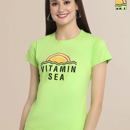 Mast & Harbour Women Typography 2 Printed Applique T-shirt-image-79