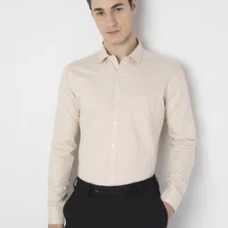 MARK & ALBERT Men India Slim Fit Spread Collar Solid Cotton Formal Shirt-image-34