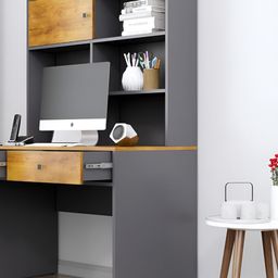 HEXA RED Grey Engineered Wood Study Table For Work From Home Students & Computer Table image 3