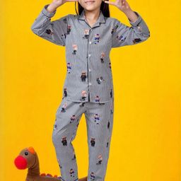 Club96 Grey Cotton Blend Printed Night suits-image-95