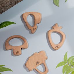 Ariro Organic Non Toxic Vegetable Neem Wood Teethers Pack of 4 - Brown-15