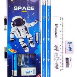 FunBlast Space Theme Metal Pencil Box with Stationary Items -Multicolor-picture-5