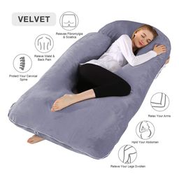 Angel Mommy Super Comfert J Shape Pregnancy Pillow with Velvet Zippered Cover, Large Pack of 1 - Grey-image-84