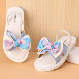 Babyoye Sandals with Back Strap Closure & Bow Applique - Light Blue-image-82