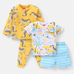 Babyhug Cotton Knit Full Sleeves Night Suit With Animal Print Pack Of 2 - Multicolor-image-85