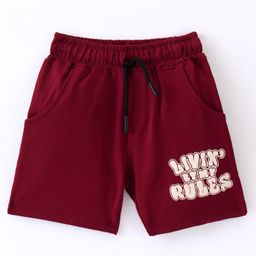 Smarty Boys Shorts Premium Lycra Loop Knit Knee Length Shorts Text Print - Maroon-image-46