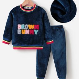 Kookie Kids Full Sleeves Winter Wear Suit With Text Embroidery - Navy-picture-5