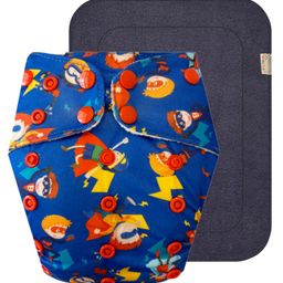 Dumbledo Premium BlueHero Free Size Leak proof Washable Unisex Reusable Cloth Diaper With 6-layer Black Insert Pack of 1 - Blue-17