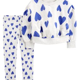 Carter's Full Sleeves 2-Piece Heart Sweatshirt & Pant Set - Light Grey-image-77