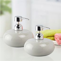 Kookee Ceramic Soap Dispenser handwash Pump for Bathroom, Set of 2, Grey (9664)-300 ml-image-88