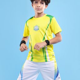 Pine Active Knitted Half Sleeve Brazil Football T-Shirt - Yellow-image-6
