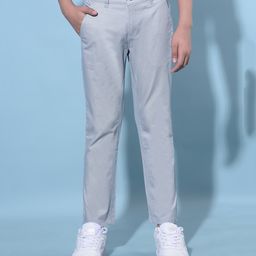 CRIMSOUNE CLUB Cotton Abstract Designed Trousers - Blue-picture-13
