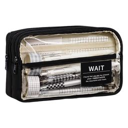 Bunie Large Capacity Multiple Compartment Pouch with Transparent DesignBlack-22