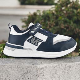 Lil Lollipop AK Patch Detailed Colour Blocked Velcro Closure Shoes - Navy Blue & White-image-37