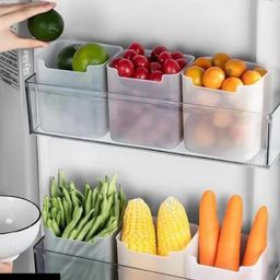 TEX-RO 6 Fridge Storage Boxes Multipurpose Containers For Storage Space Saving Refrigerator Side Door Organizer For Fridge Kitchen Fruits Vegetables Storage Containers - Transparent-28