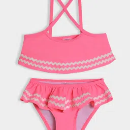 Mi Arcus Sleeveless Lace Embellished Coordinating Swim Top & Bottom Set - Pink-picture-0