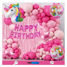 Bubble Trouble Unicorn Theme Birthday Decoration Items For Girls Party Decoration Kit Balloon Combo Pack Of 111 Pcs Pink Magenta-image-9