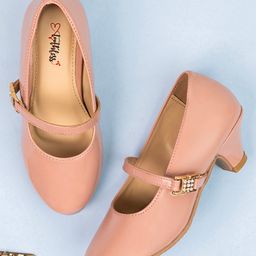 Toothless Diamonds Embellished With Buckle Closure Mary Jane Ballerinas - Nude-image-51